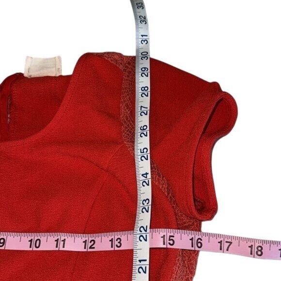 Pins And Needles Red Lace Trim Short Sleeve Dress Size 4 Polyester/Nylon Womens - Picture 11 of 11